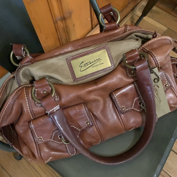 Etienne Collection satchel bag. Rich color. Genuine leather. Brass hardware. - Picture 4 of 5